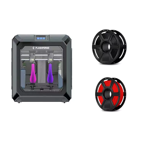 Flashforge Creator 3 3D Printer + CS Black & Red PLA Filament